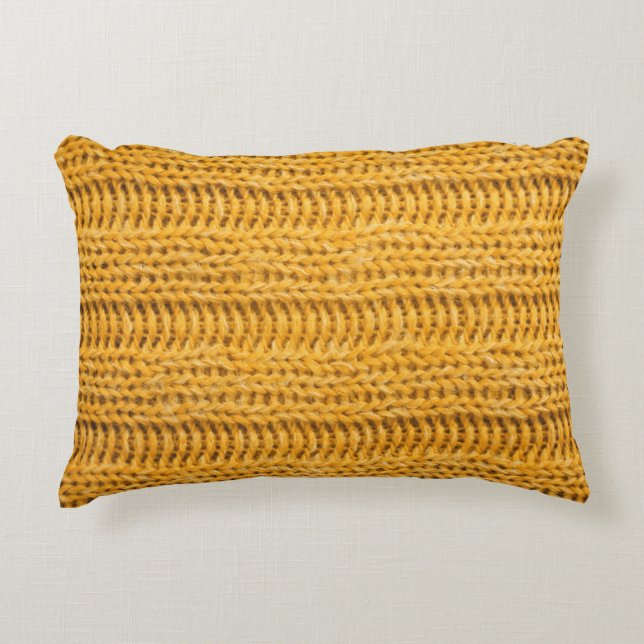 Close up of yellow knitted textured background. Tr Accent Pillow (Front)