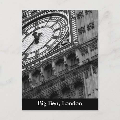 Close up on Big Ben in black and white Postcard