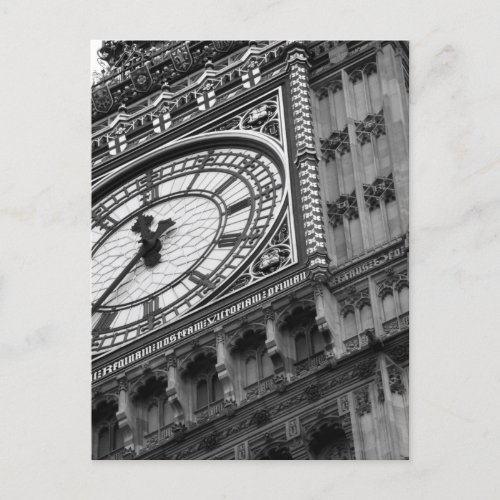 Close up on Big Ben in black and white Postcard