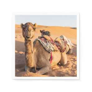 Close-up on Camel in Oman desert Napkins