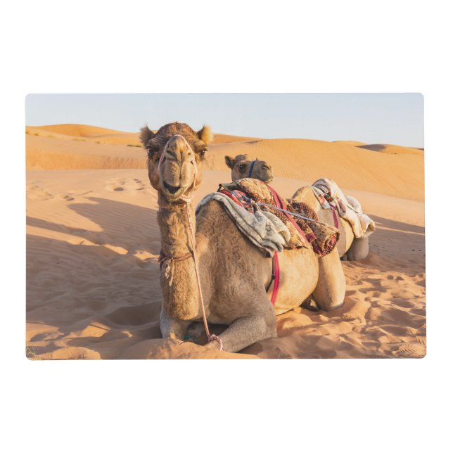 Close-up on Camel in Oman desert Placemat (Front)