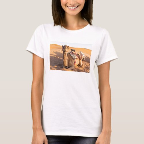 Close_up on Camel in Oman desert T_Shirt