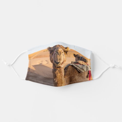 Close_up on funny camel in Oman Wahiba desert Adult Cloth Face Mask