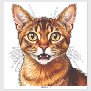 Close-Up Orange Tabby Abyssinian Cat Portrait Sticker