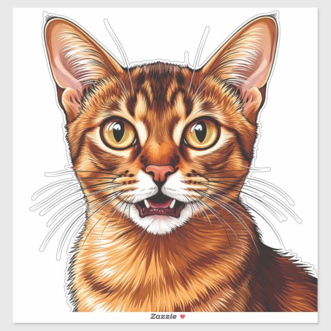 Close-Up Orange Tabby Abyssinian Cat Portrait Sticker (Sheet)