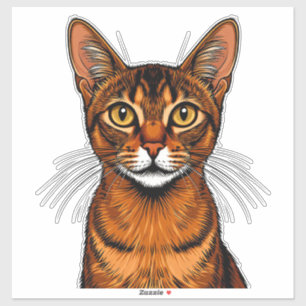 Close-Up Orange Tabby Abyssinian Cat Portrait Sticker