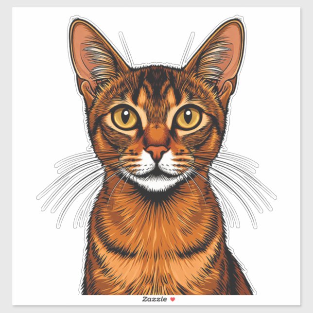 Close-Up Orange Tabby Abyssinian Cat Portrait Sticker (Sheet)