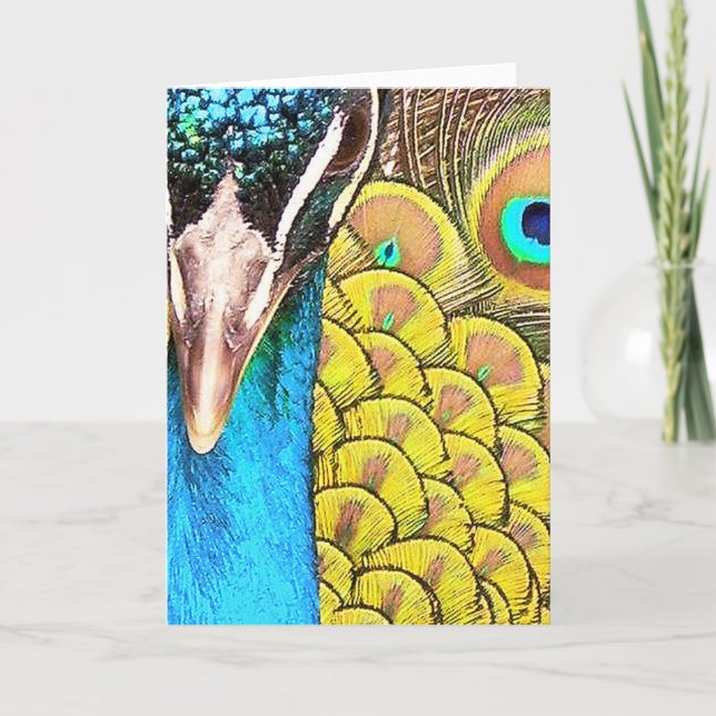 Close Up Peacock Colors Birthday Card (Front)