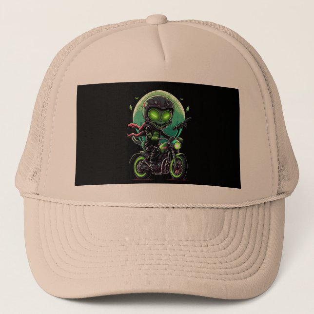 close-up-person-motorcycle-with-green-light trucker hat (Front)