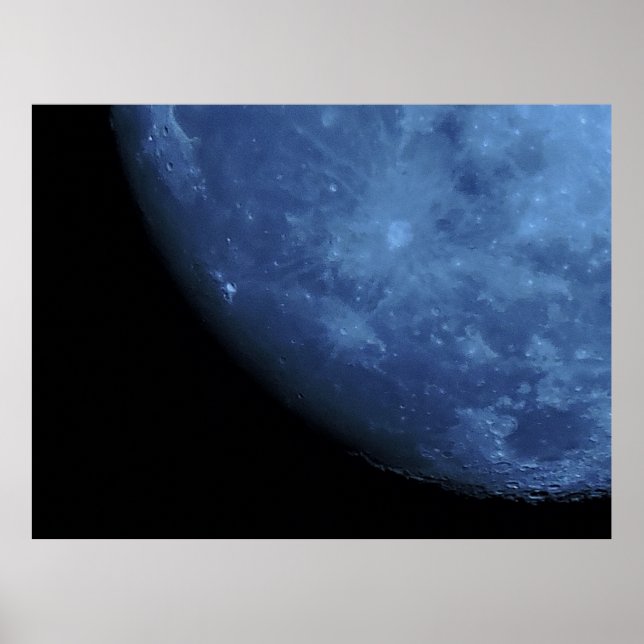Close Up Photo Full Moon in Blue Poster (Front)