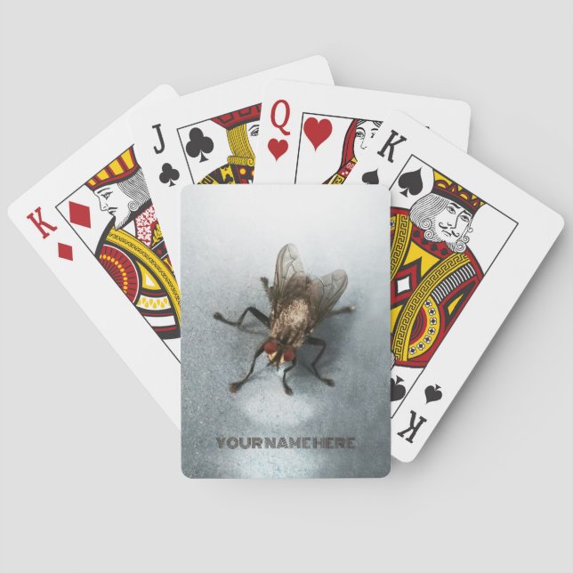 Close-up photo of a fly poker cards (Back)