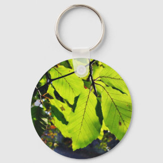Close Up Photo Of Beech Leaves Keychain