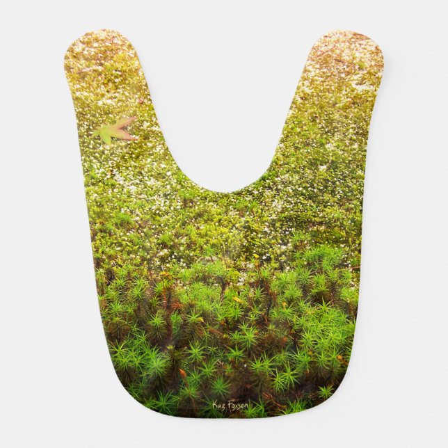 Close-up Photo of Green Haircap Moss Baby Bib (Front)