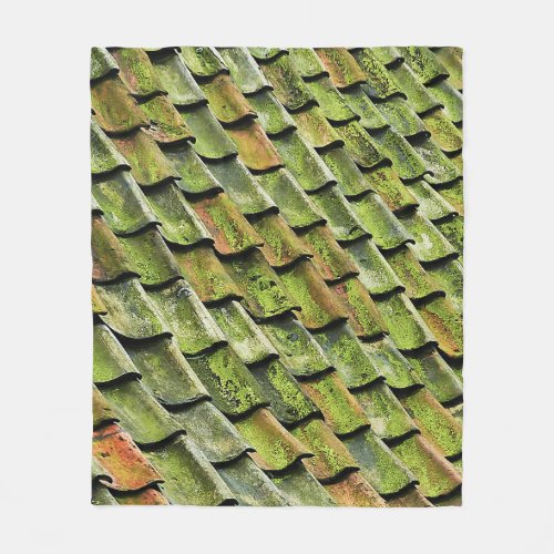 Close_up photo of green shingle roof fleece blanket