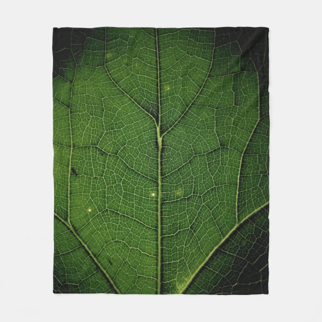 Close up photo of leaf fleece blanket (Front)