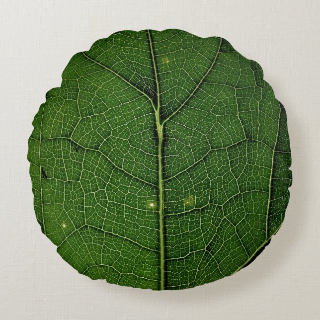 Close up photo of leaf round pillow (Front)