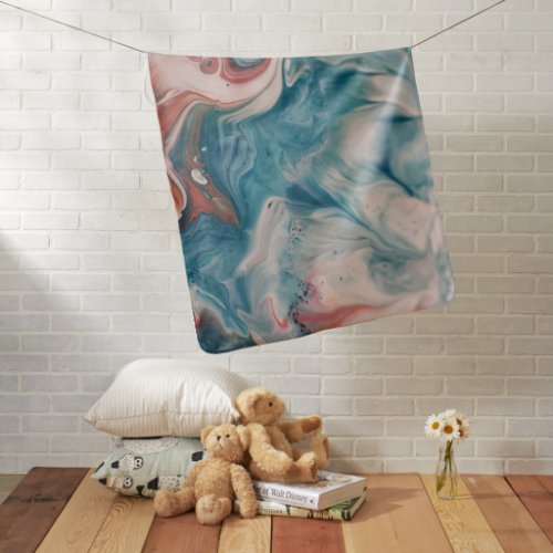 Close Up Photo of Water Marbling Paint Baby Blanket