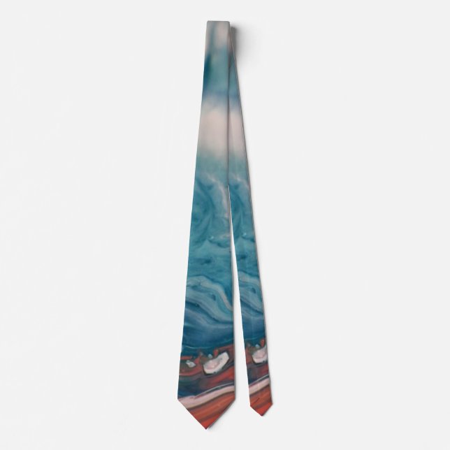 Close Up Photo of Water Marbling Paint Neck Tie (Front)