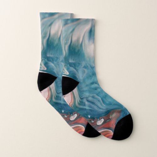 Close Up Photo of Water Marbling Paint Socks