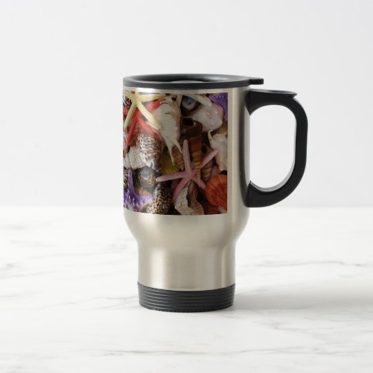 Close Up Picture of Sea Shell ans Starfish Photo Travel Mug
