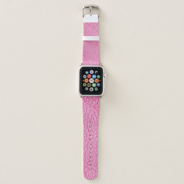 Close-up pink leather, textured background. apple watch band (Front)