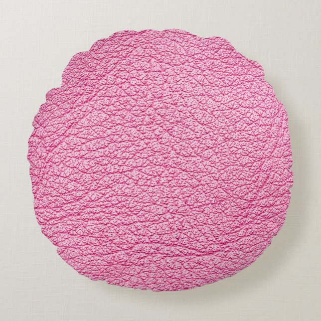 Close-up pink leather, textured background. round pillow (Front)