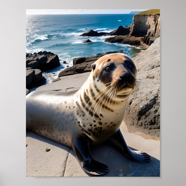 Close-up Portrait of a Seal Poster (Front)