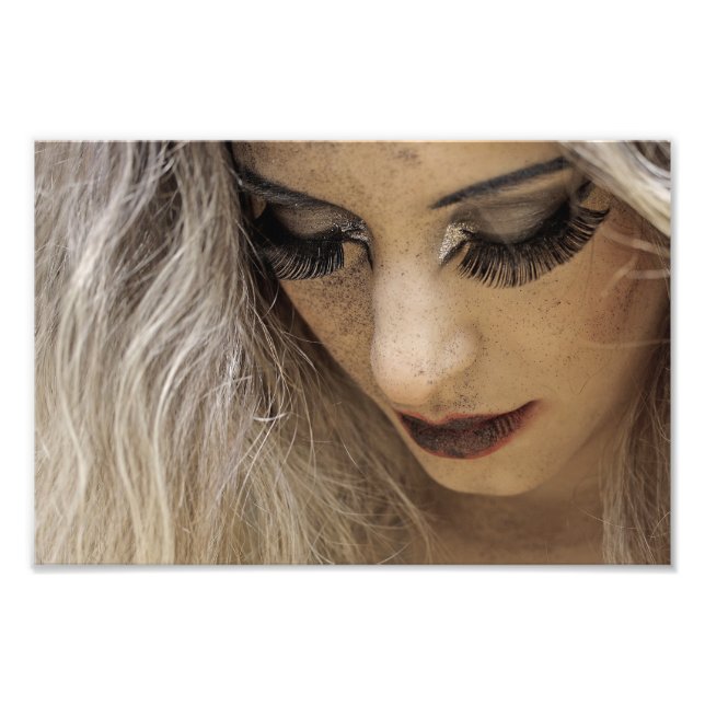 Close-Up Portrait of Blonde Woman with Dramatic  Photo Print (Front)