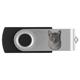 Close-Up Portrait Of Cat Against White Background Flash Drive