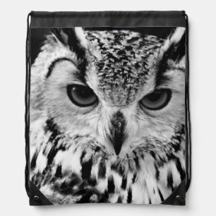 Close Up Portrait Of Eurasian Eagle-owl Drawstring Bag