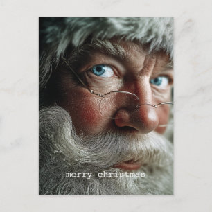 Close-Up Portrait of Santa Claus Holiday Postcard
