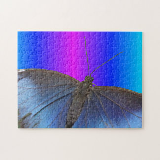 Close up Puzzle: Blue Morpho Butterfly Jigsaw Puzzle