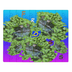 Close Up Puzzle: Frogs in Duckweed, Cust. Text Jigsaw Puzzle