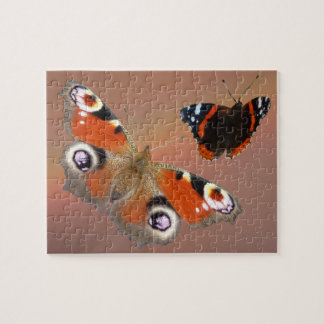 Close up Puzzle: Peacock and Atalanta Butterfly Jigsaw Puzzle