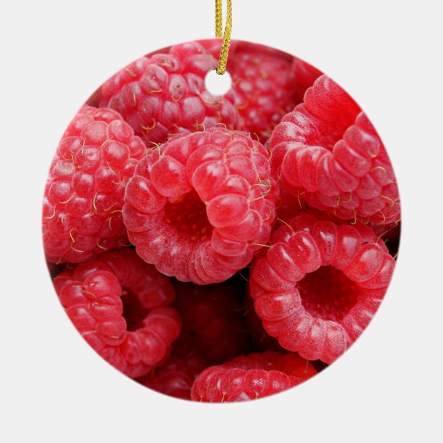 Close Up Raspberry Background Texture Raspberries Ceramic Ornament (Front)