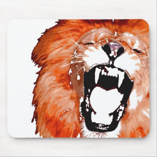 Close_up Roaring Lion Artwork Mouse Pad