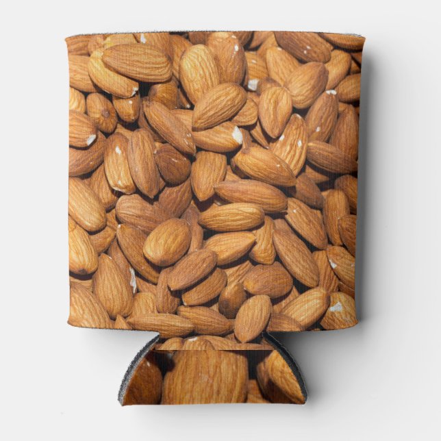 Close-up roasted almonds: delicious view. can cooler (Front)