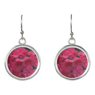 Close-up Rose Geranium Flower Petals Earrings