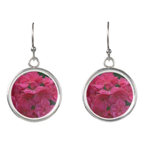 Close_up Rose Geranium Flower Petals Earrings