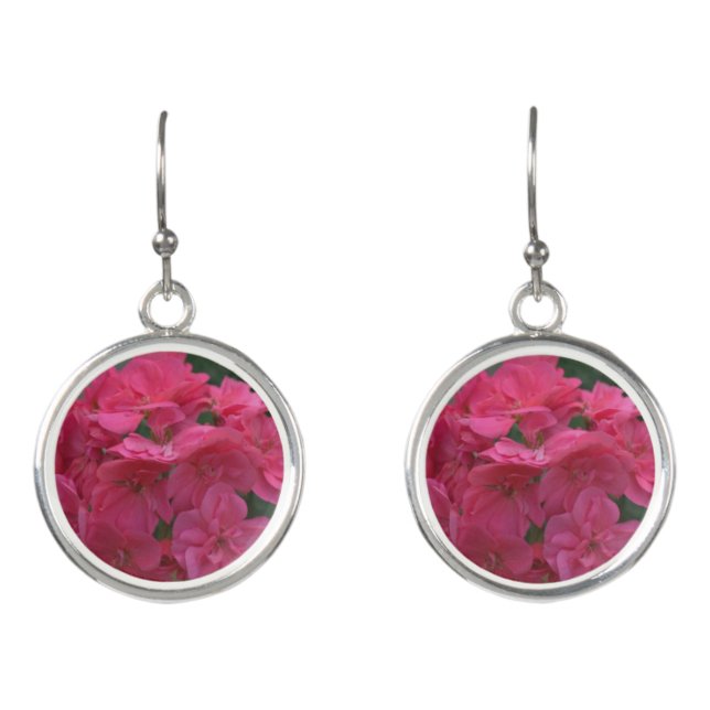 Close-up Rose Geranium Flower Petals Earrings (Front)