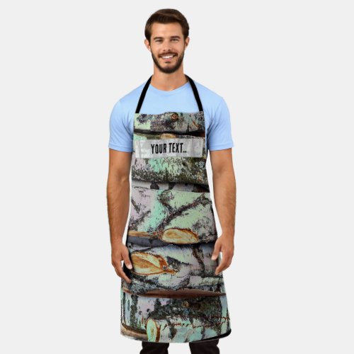 Close-up scene of birch log stumps, rustic charm apron