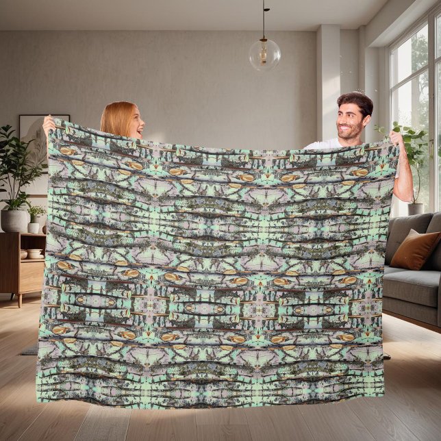 Close-up scene of birch log stumps, rustic charm fleece blanket (Creator Uploaded)