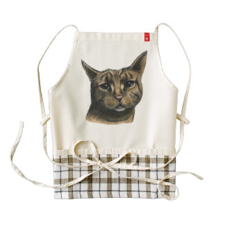 Close Up Tabby Cat Realistic Drawing Zazzle HEART Apron
