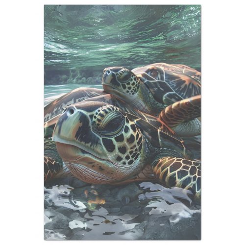 Close up Turtle in the Sea Decoupage Tissue Paper