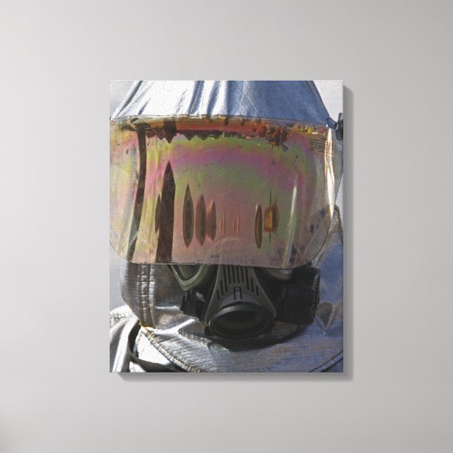 Close-up view of a firefighter canvas print (Front)