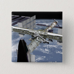 Close up view of the Shuttle docked Pinback Button