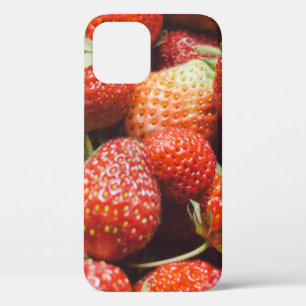 Close-up view on fresh summer strawberry with vint iPhone 12 case