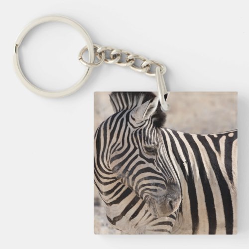 Close_up Zebra in Etosha National Park Keychain