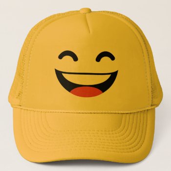 Close Your Eyes Laughing Emoji Trucker Hat by emoji_pillows at Zazzle