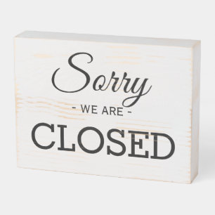 Closed black white elegant store business wooden box sign